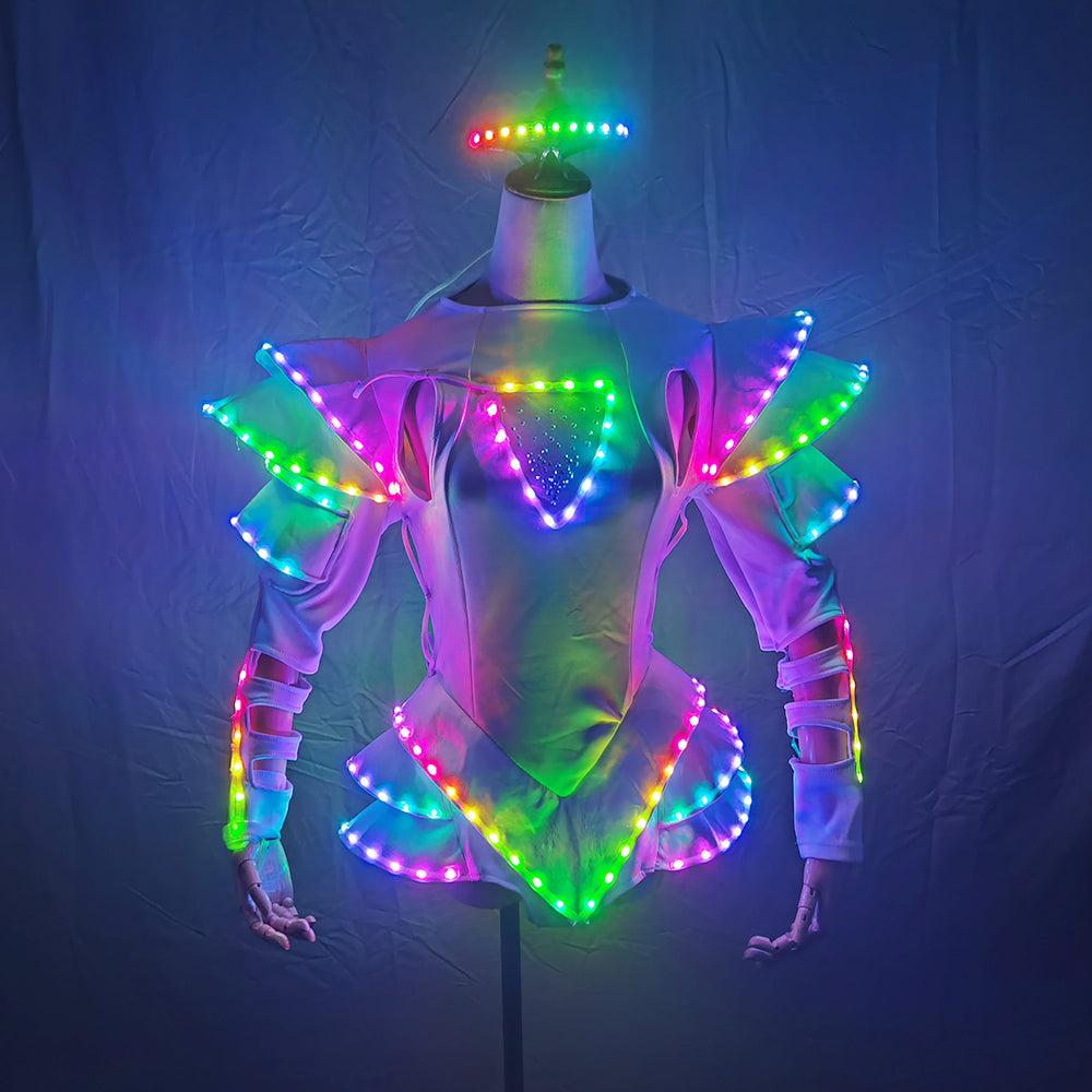 LED Guerrier Femme Costumes Costume Lumineux Costumes Vêtements Légers pour les Femmes Danse de Salon Robe Rougeoyante Chine Dames Accessoires