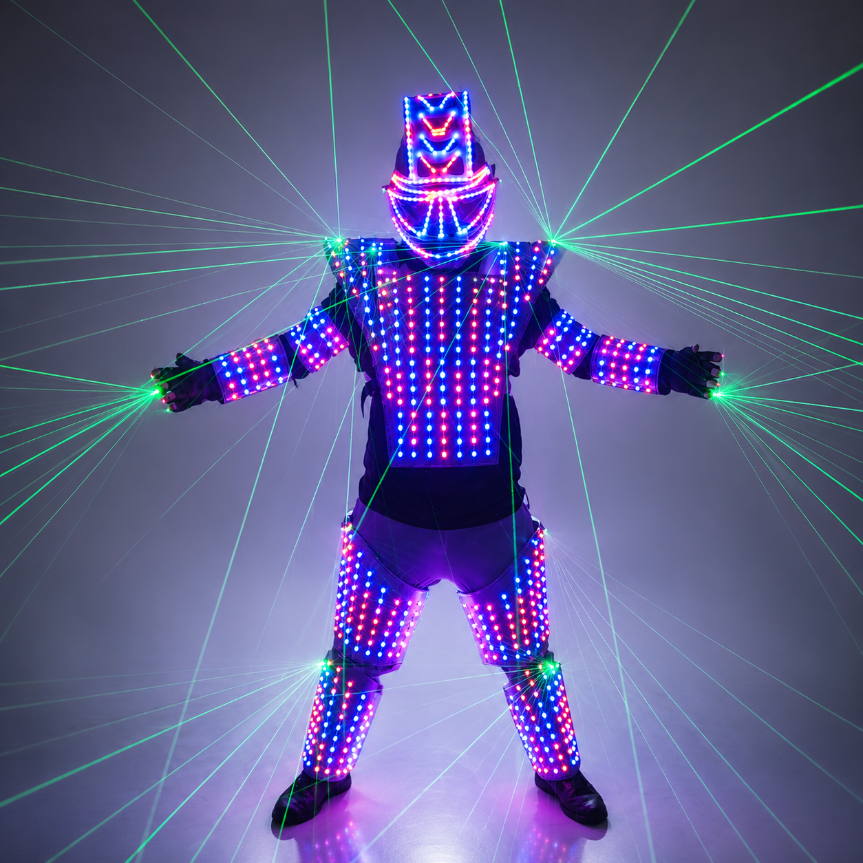 Traje de Robot LED a todo Color, disfraz de láser verde, chaqueta láser, modelo de expositor de vestido, ropa para DJ Bar Performance