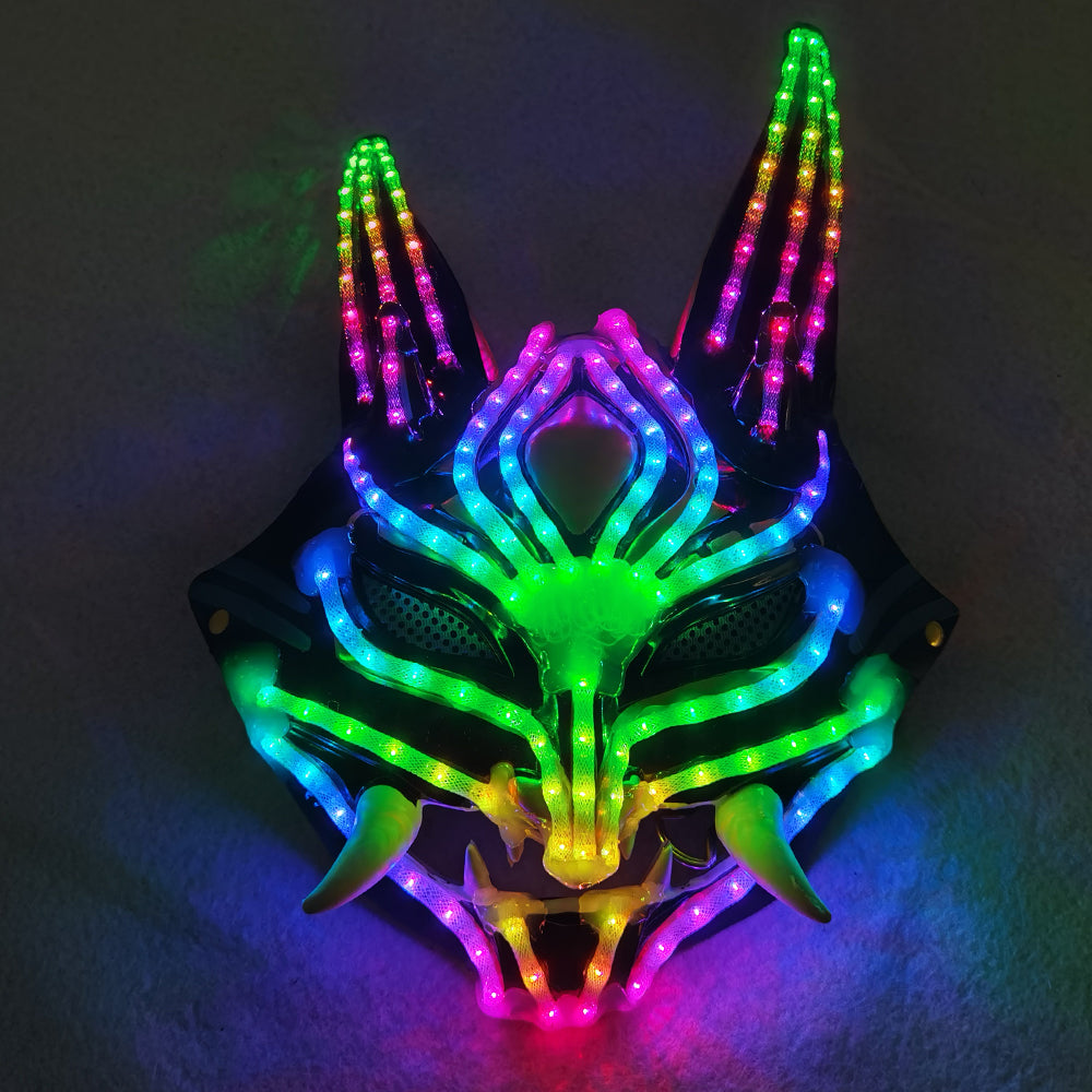 Future Tech LED Helmet Cat Woman Black Panther Mask LED Robot Performance Costume - Temlaser.net