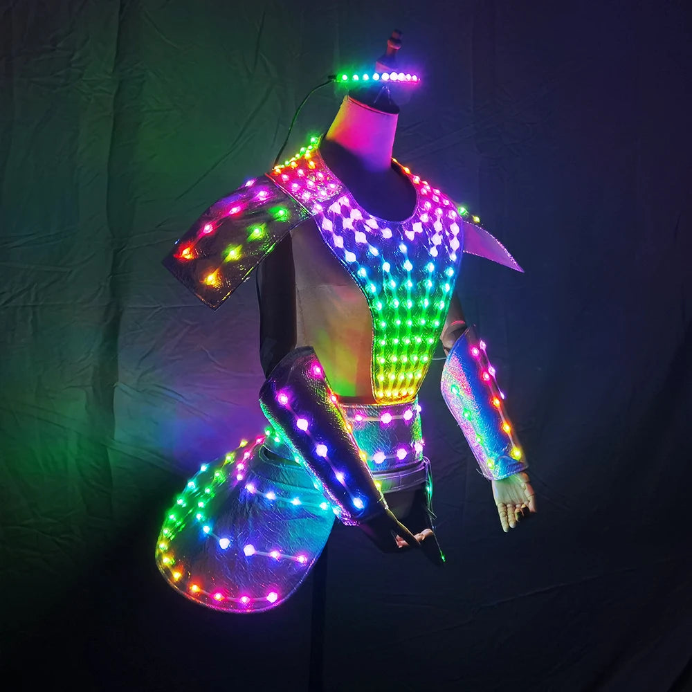 LED Dress Women Dancer Future Technology Cosplay Costume DJ Singer Performance Stage Wear Costume Sexy Silver Laser Skirt