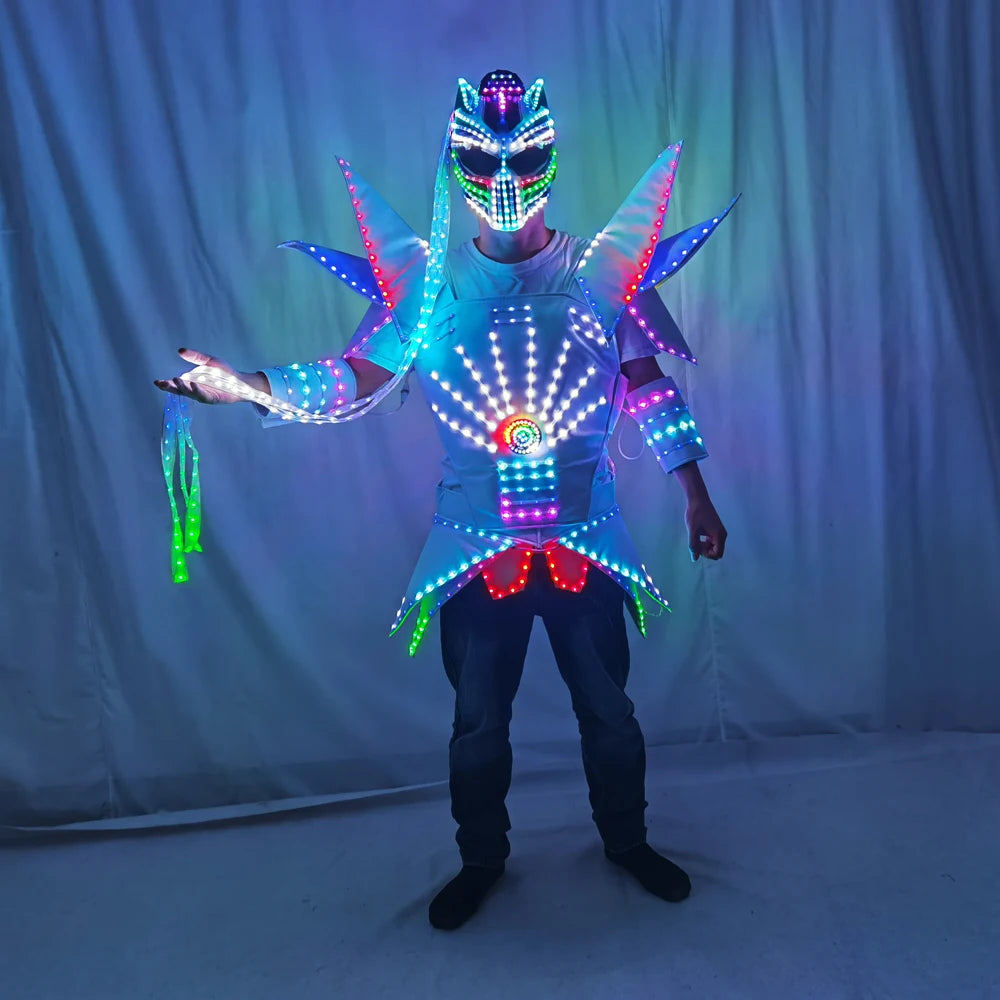 Woman Led Costume Ladies Light Up Dance Dress Female Jacket Christmas Performance Party Nightclub Entertainment