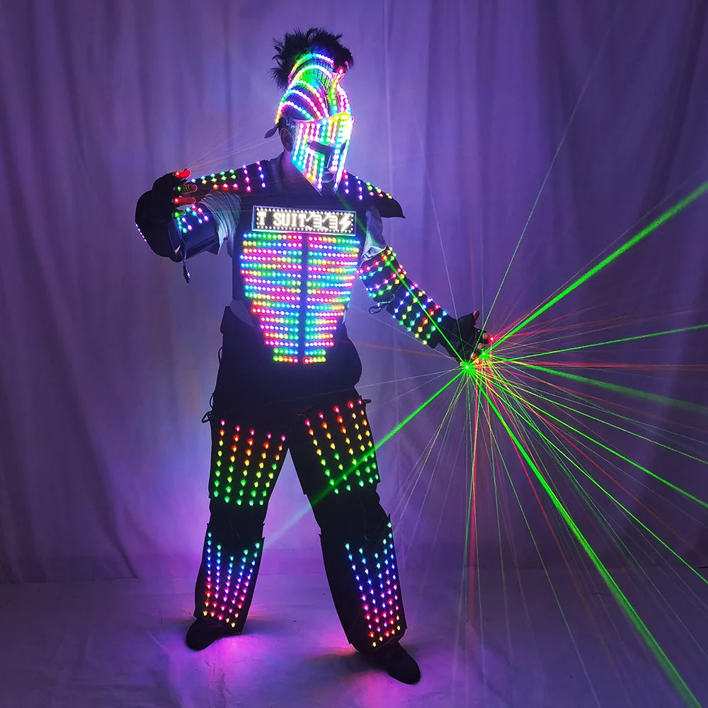 Digital LED Luminous Robot Costume Armor Light Up Jacket Glowing Costumes Suit Bar Nightclub Party Performance Costume
