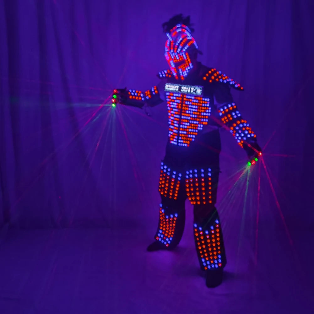 Digital LED Luminous Robot Costume Armor Light Up Jacket Glowing Costumes Suit Bar Nightclub Party Performance Costume