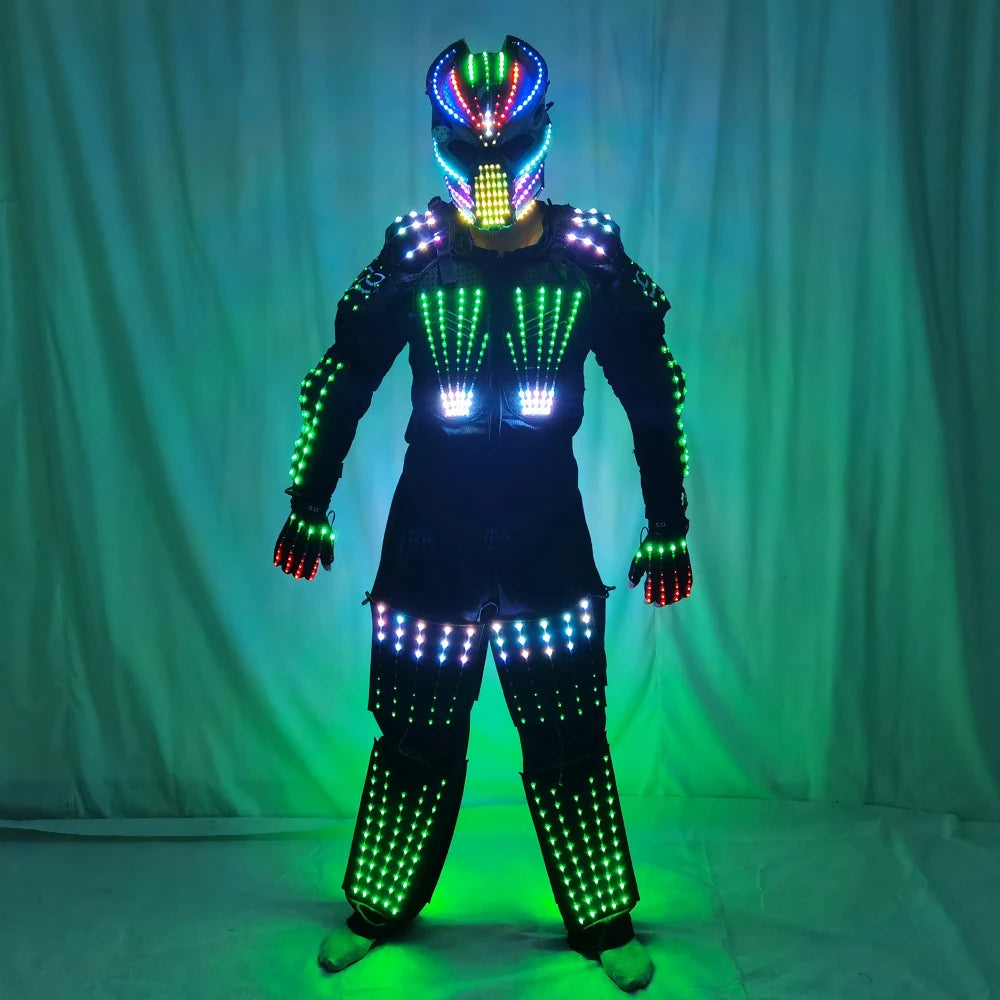 Full Color LED Suit Costumes Clothes Lights Luminous Stage Dance Performance Show Growing Light Up Armor for Night Club