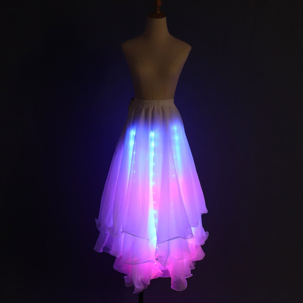 LED Color Lights Women Belly Dance Split Skirt Sexy Professional Bellydance Training Clothes Dancing Costumes