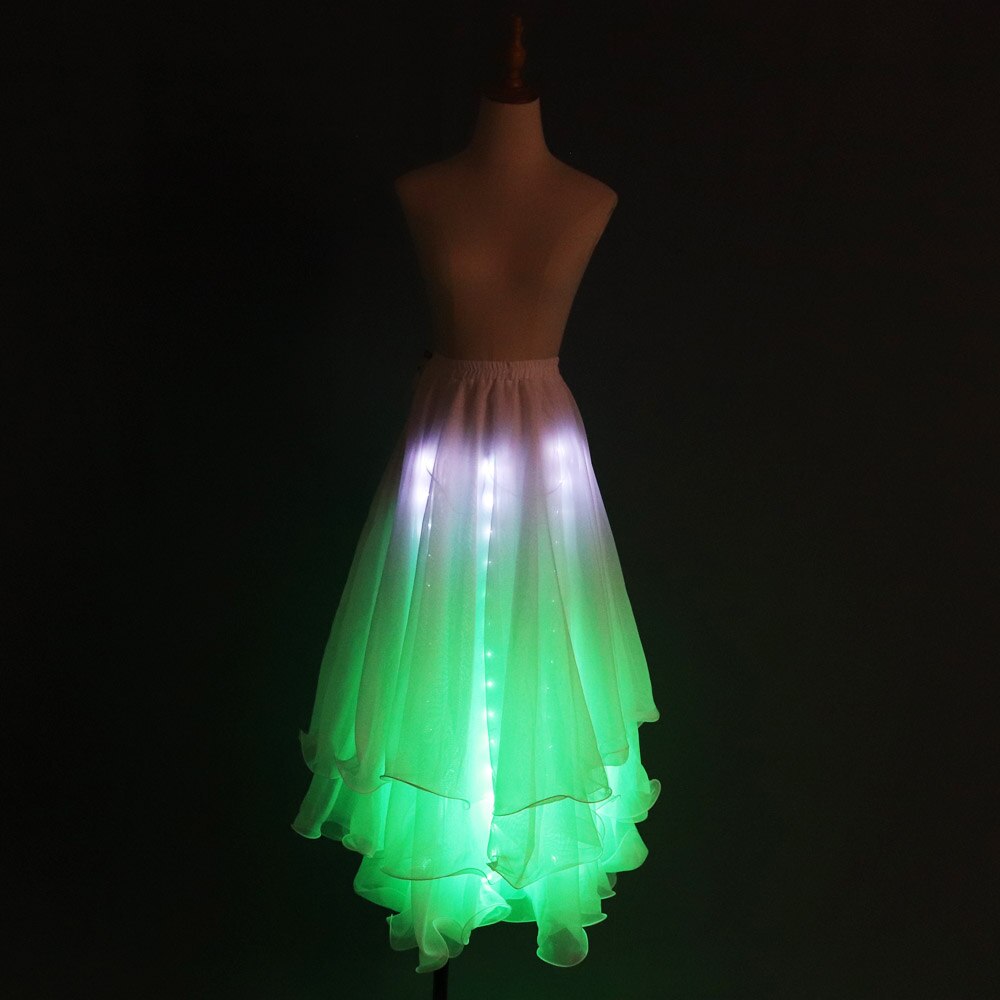 LED Color Lights Women Belly Dance Split Skirt Sexy Professional Bellydance Training Clothes Dancing Costumes