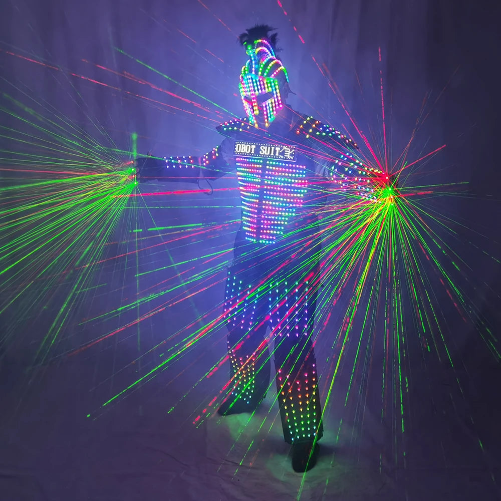 Digital LED Luminous Robot Costume Armor Light Up Jacket Glowing Costumes Suit Bar Nightclub Party Performance Costume