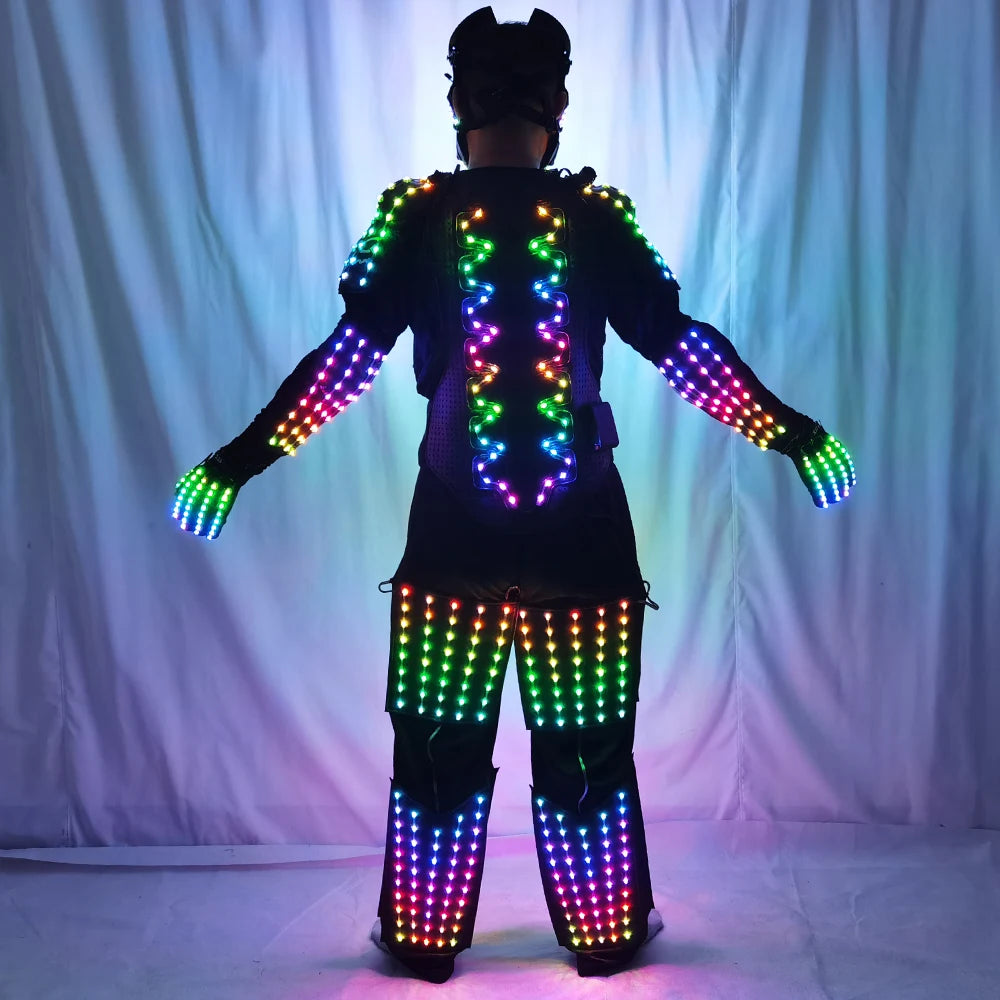 Full Color LED Suit Costumes Clothes Lights Luminous Stage Dance Performance Show Growing Light Up Armor for Night Club