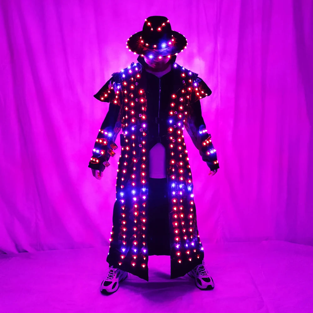 LED Robot Costume Stage Jacket Dancer Suit Wearing Cosplay Laser for Nightclub Party Man dance