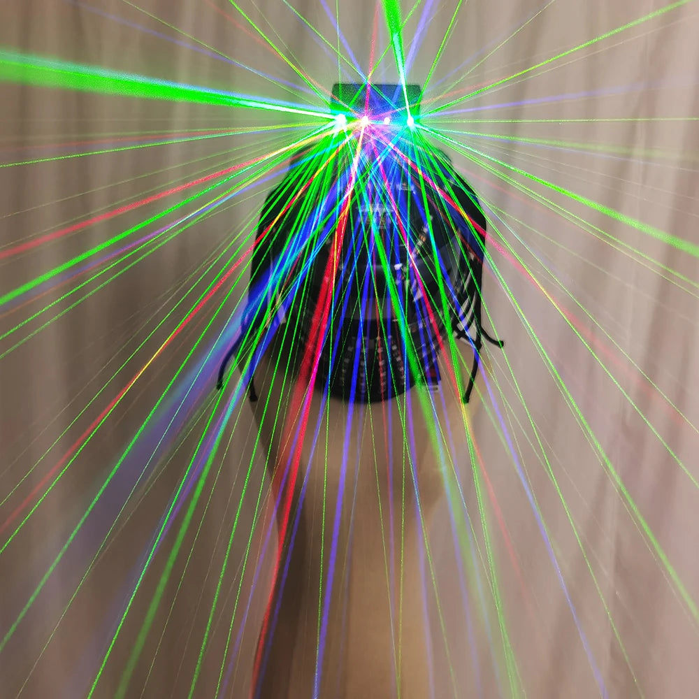 TEMLASER-traje de Robot LED, casco con luz láser/disfraz de caminante, luces LED, chaqueta luminosa, accesorios para guantes láser