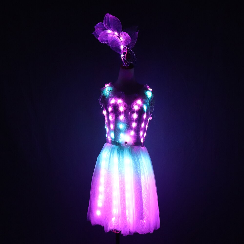 Light Up Luminous Clothes LED Costume Ballet Tutu Led Dresses Singer Dancer Stage Wear Outfi For Dancing Skirts Wedding Party