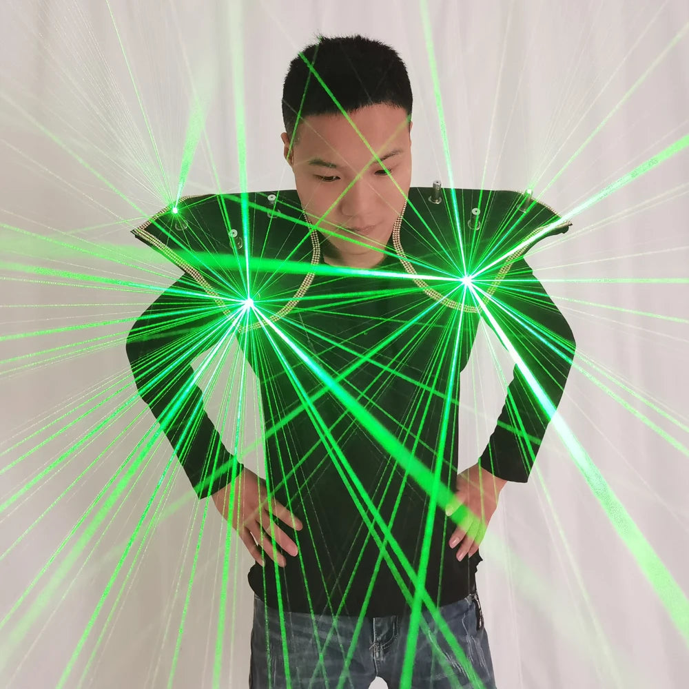 Green Laser Luminous Suits Lazer Armour Clothing LED Dance Tron Robot Costume Night Club Gloves Glasses for Laser Show