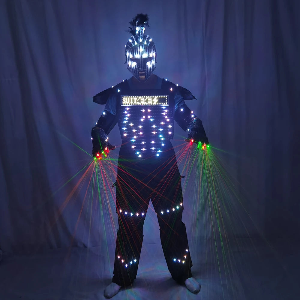 Digital LED Luminous Robot Costume Armor Light Up Jacket Glowing Costumes Suit Bar Nightclub Party Performance Costume