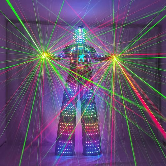 Disfraz De Robot Depredador Led, Traje De Robot, zancos, casco para andador, guantes láser, chaqueta Kryoman para evento