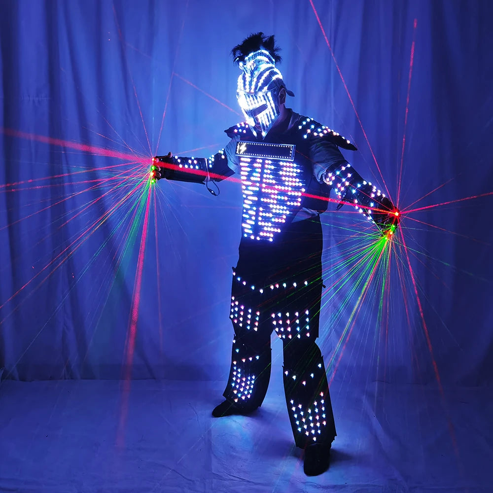 Digital LED Luminous Robot Costume Armor Light Up Jacket Glowing Costumes Suit Bar Nightclub Party Performance Costume