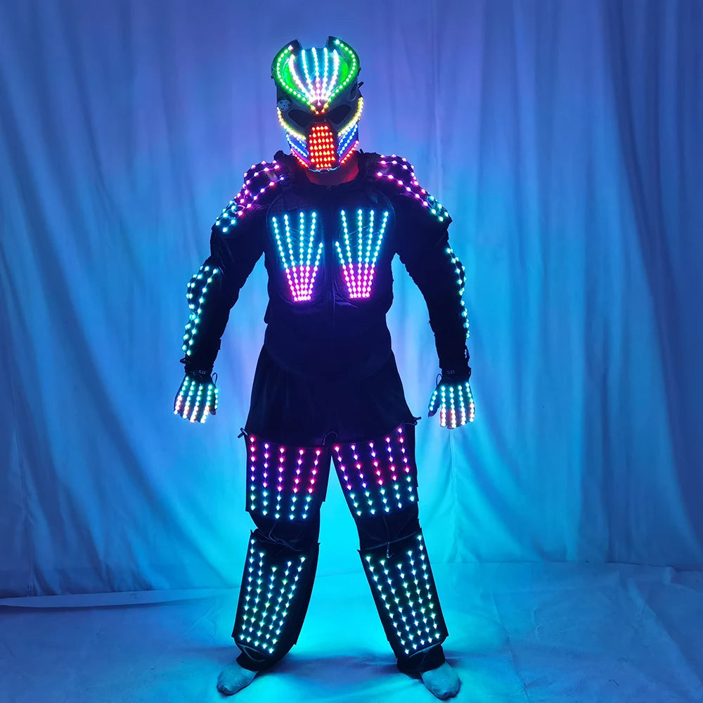 Full Color LED Suit Costumes Clothes Lights Luminous Stage Dance Performance Show Growing Light Up Armor for Night Club