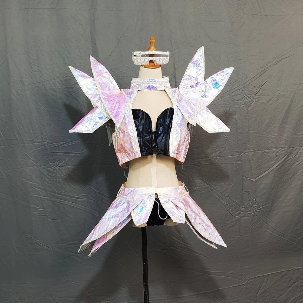 Full Color LED Costumes Colorful Light RGB Women Skirt DJ Bar Wears Led Ballroom Dance Bra Programming Sexy Dress