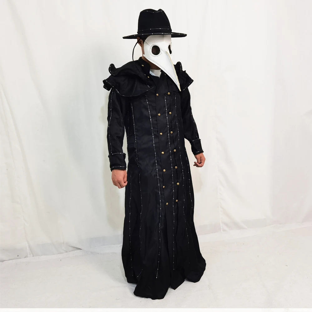 Full Color LED Illuminated Suit Steampunk Style Plague Doctor Costume Beaked Crow with Light Long Taken Mask Costume