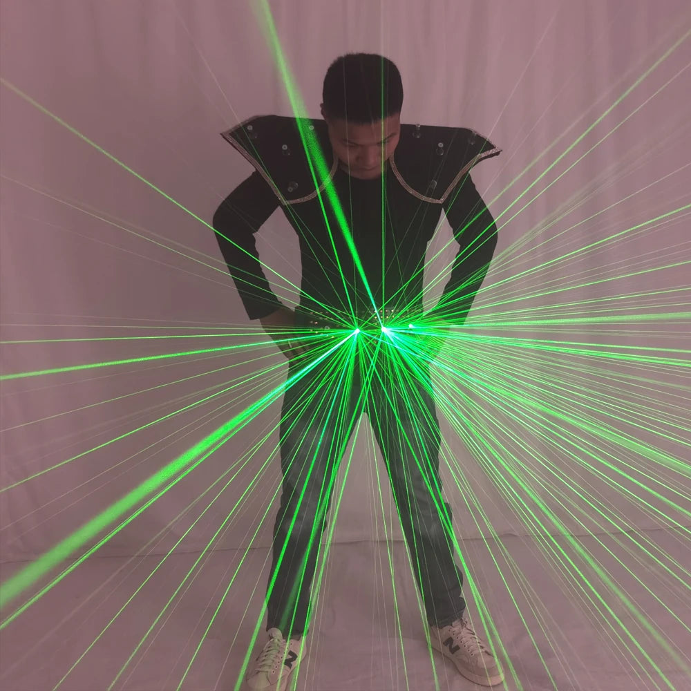 Future Novelty Green Laser Shoulder Vest LED Suit Jacket Starry Sky Laser Line Fireworks Colorful Effect Stage Performance