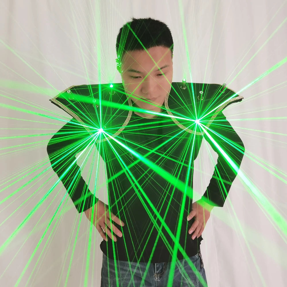 Green Laser Luminous Suits Lazer Armour Clothing LED Dance Tron Robot Costume Night Club Gloves Glasses for Laser Show