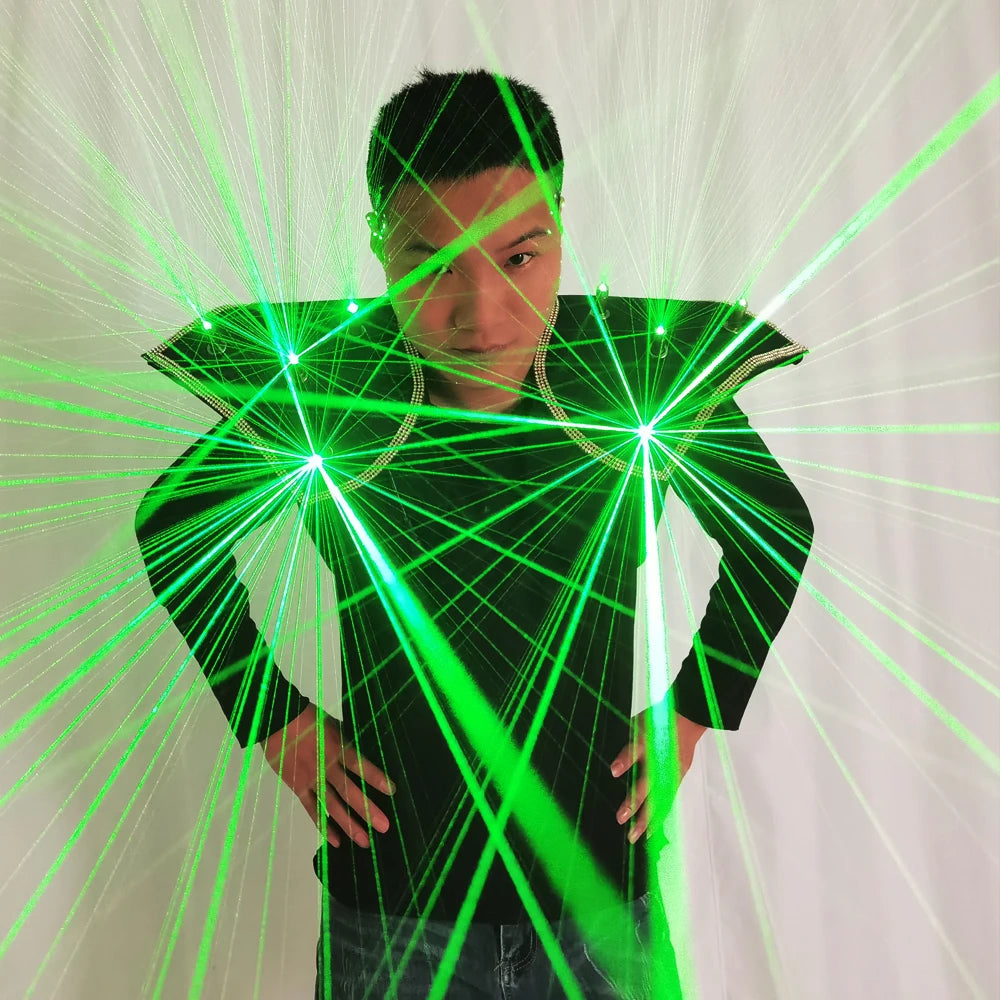 Green Laser Luminous Suits Lazer Armour Clothing LED Dance Tron Robot Costume Night Club Gloves Glasses for Laser Show