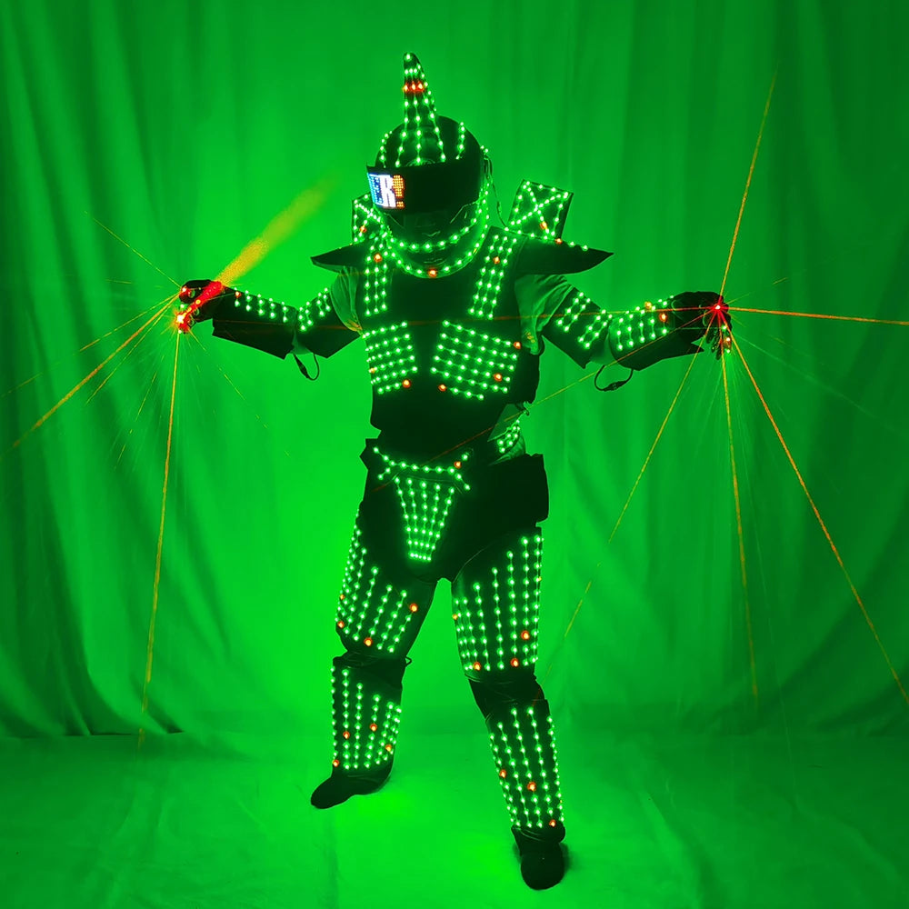 Full Color LED Robot Suit Stage Dance Costume Tron RGB Lighted Luminous Outfit Team Wears Cosplay Dress Vest Disco