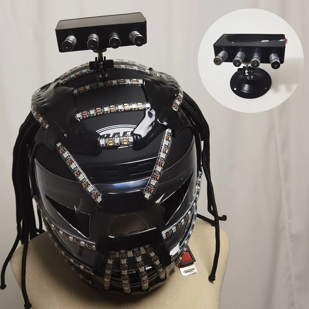 TEMLASER-traje de Robot LED, casco con luz láser/disfraz de caminante, luces LED, chaqueta luminosa, accesorios para guantes láser
