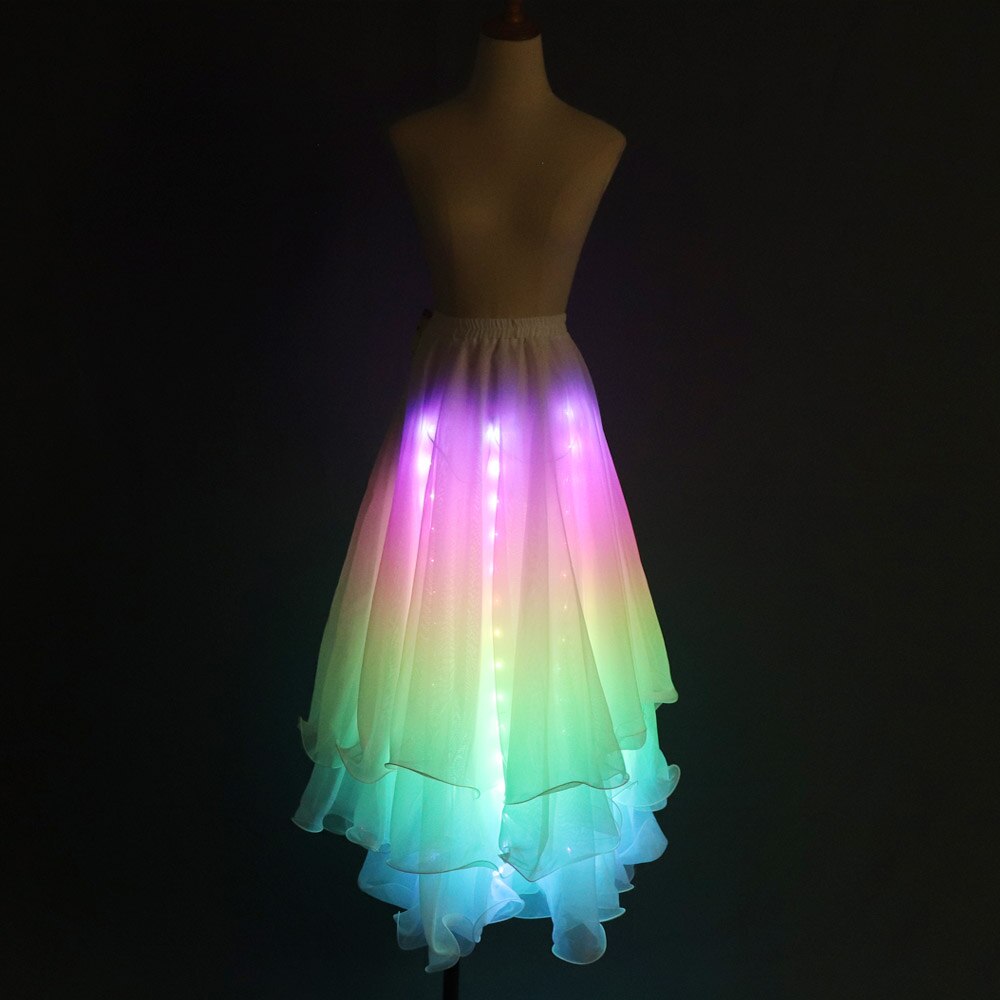 LED Color Lights Women Belly Dance Split Skirt Sexy Professional Bellydance Training Clothes Dancing Costumes