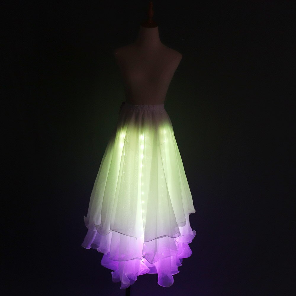 LED Color Lights Women Belly Dance Split Skirt Sexy Professional Bellydance Training Clothes Dancing Costumes