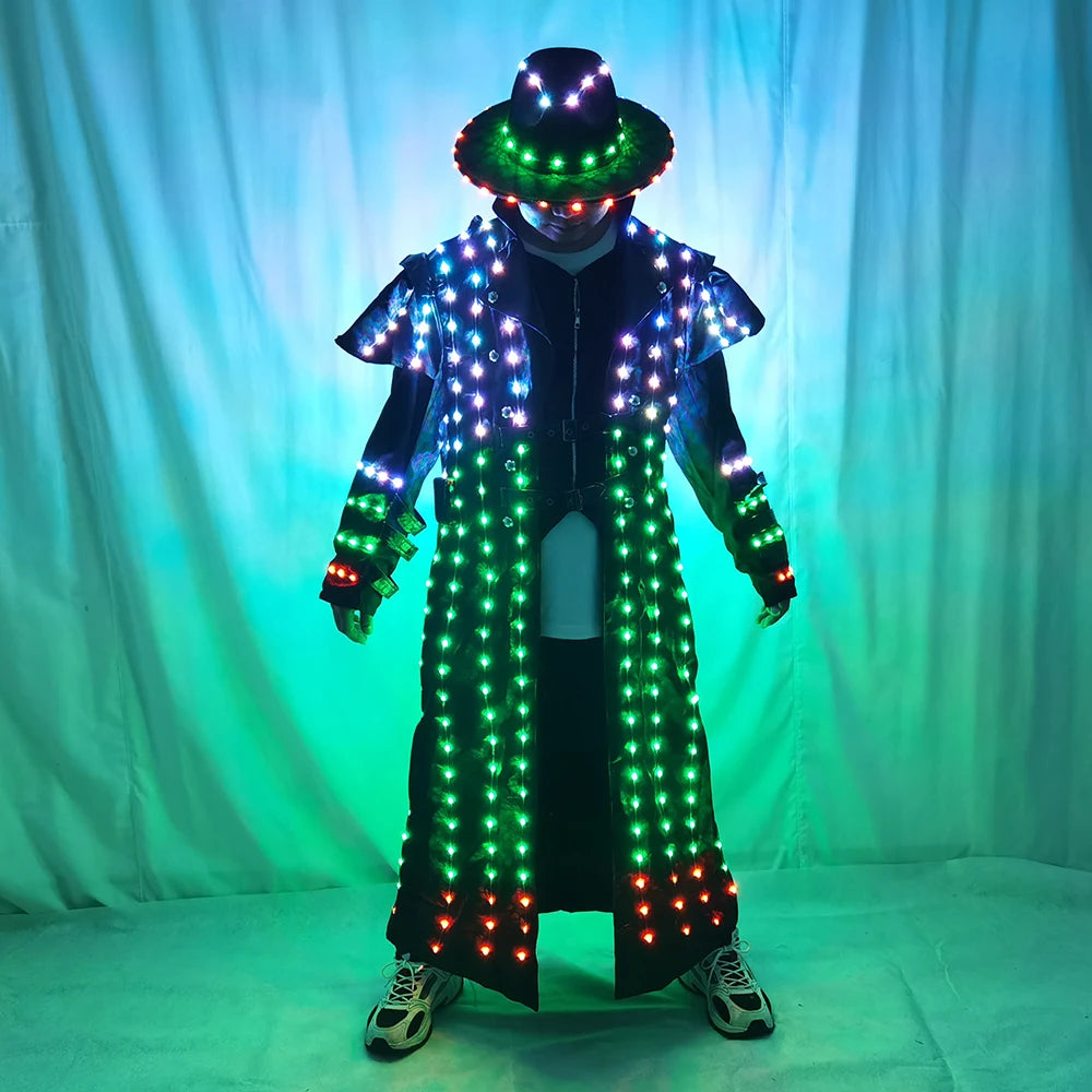 LED Robot Costume Stage Jacket Dancer Suit Wearing Cosplay Laser for Nightclub Party Man dance