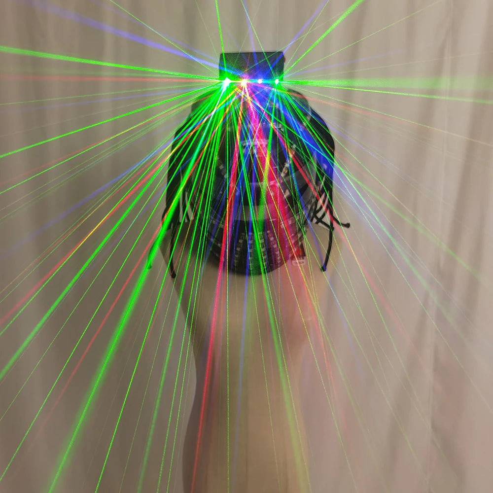 TEMLASER-traje de Robot LED, casco con luz láser/disfraz de caminante, luces LED, chaqueta luminosa, accesorios para guantes láser