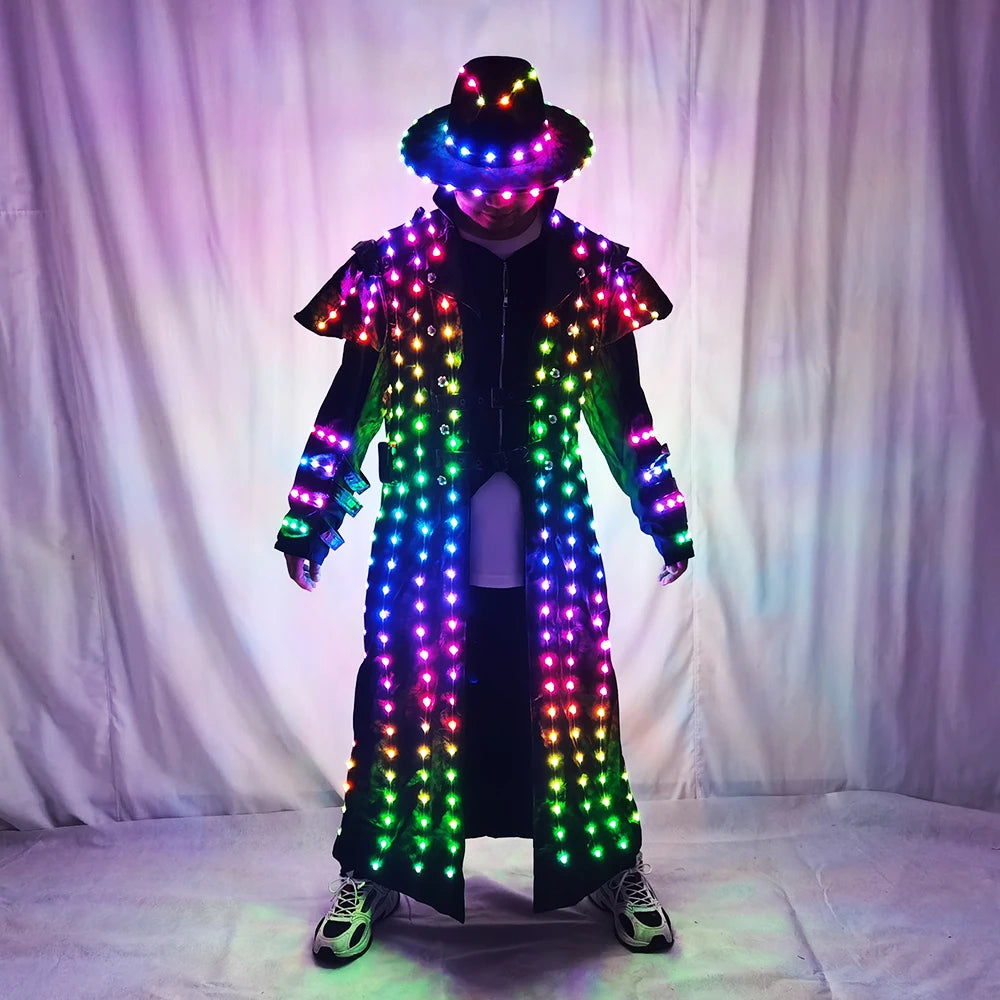 LED Robot Costume Stage Jacket Dancer Suit Wearing Cosplay Laser for Nightclub Party Man dance
