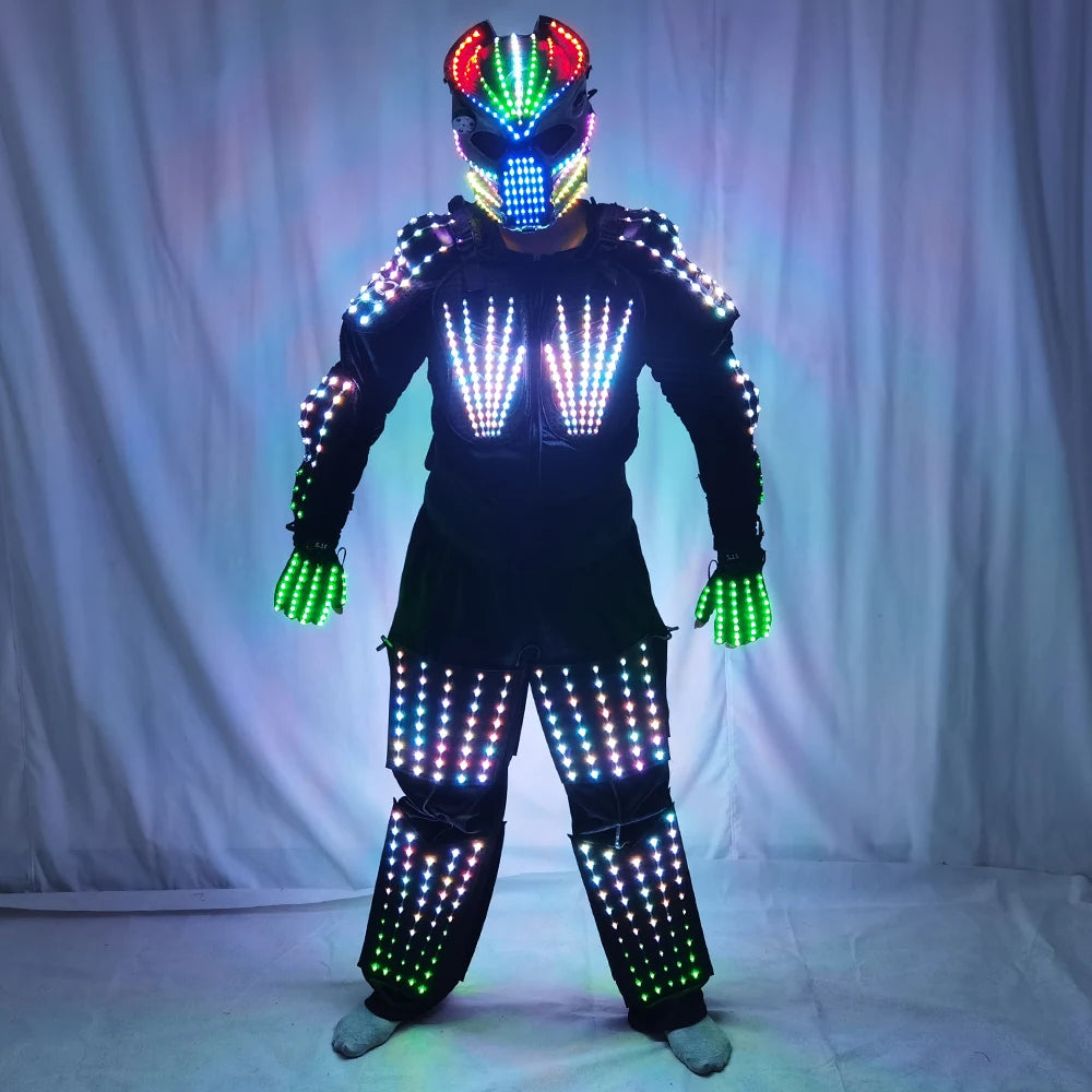 Full Color LED Suit Costumes Clothes Lights Luminous Stage Dance Performance Show Growing Light Up Armor for Night Club