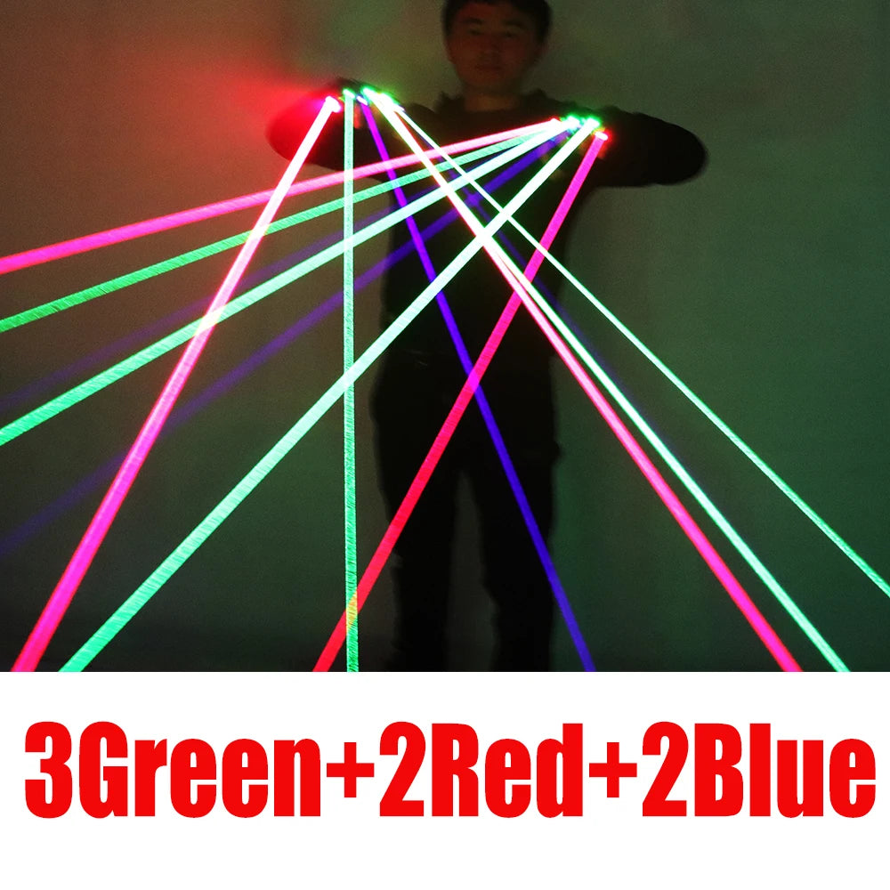 Single Point Green Red Blue RGB Laser Gloves LED Finger Light LED Robot Suit Performance Rechargeable Gloves