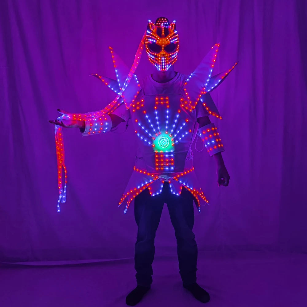 Woman Led Costume Ladies Light Up Dance Dress Female Jacket Christmas Performance Party Nightclub Entertainment