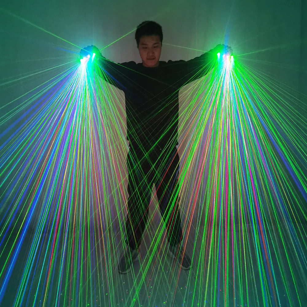 Color Red Green Blue Multi Line Laser Gloves LED Colorful Luminous Gloves for Party Stage Performance Clothing