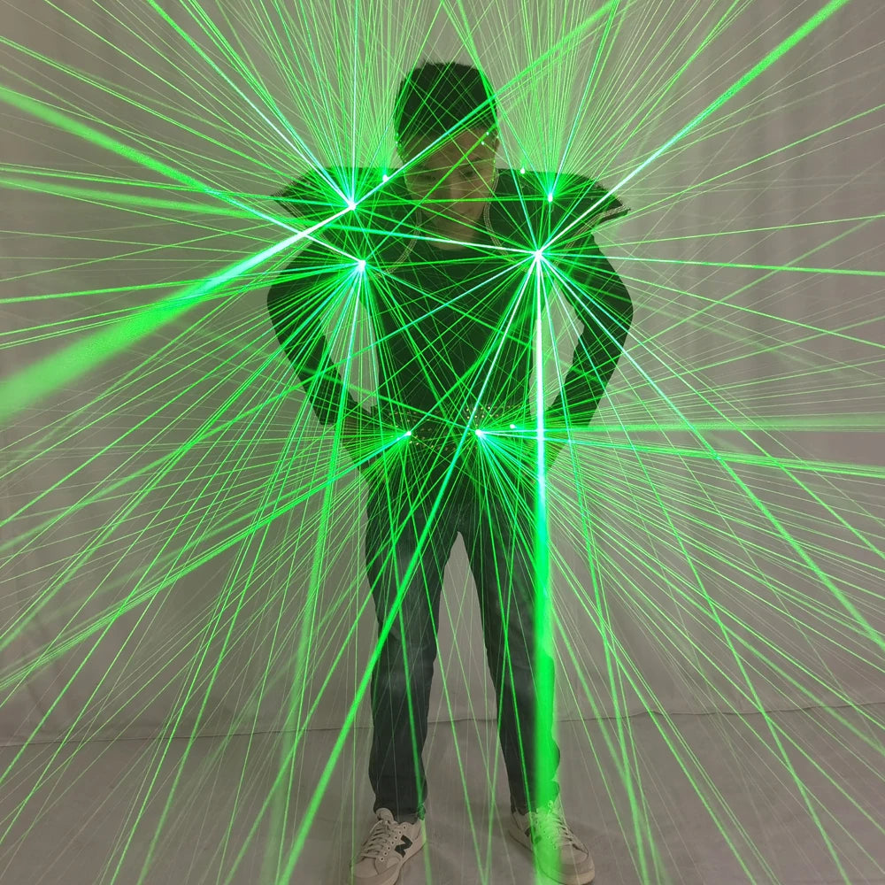 Future Novelty Green Laser Shoulder Vest LED Suit Jacket Starry Sky Laser Line Fireworks Colorful Effect Stage Performance