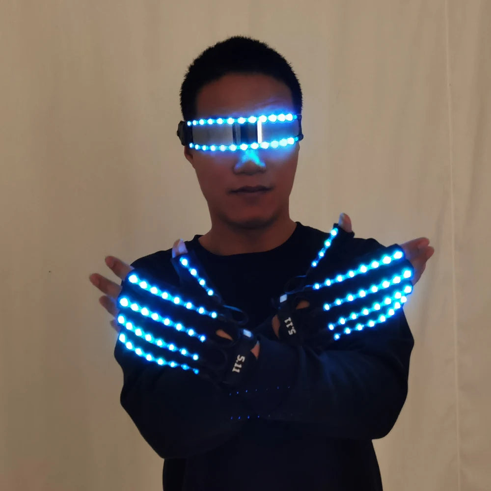 New Design LED Light Emitting Costumes LED Luminous Glasses Gloves Stage Props LED Luminous Costumes