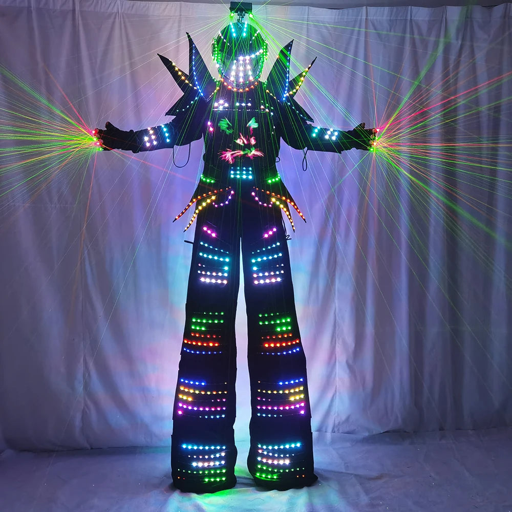 Full Color Smart Pixels LED Robot Suit Costume Clothes Stilts Walker Costume Stage Dance Performance LED Lights Luminous Jacket