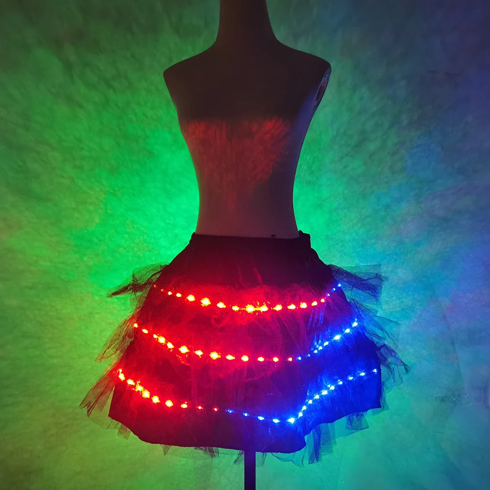 Colorful Remote Control Color Changing LED Tutu Skirt Ballet Dance Tulle Skirt Light Up Tutus Electronic Syllable Party