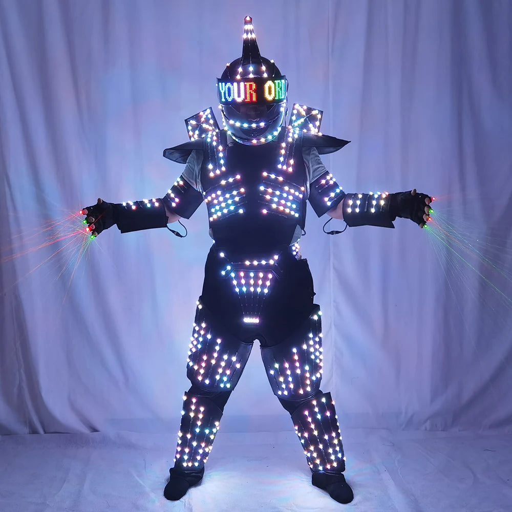 Full Color LED Robot Suit Stage Dance Costume Tron RGB Lighted Luminous Outfit Team Wears Cosplay Dress Vest Disco