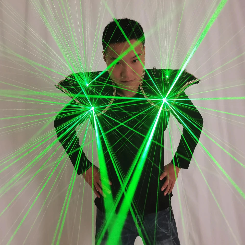 Green Laser Luminous Suits Lazer Armour Clothing LED Dance Tron Robot Costume Night Club Gloves Glasses for Laser Show