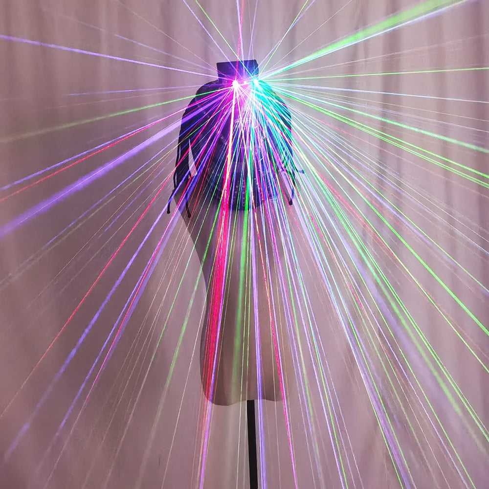 TEMLASER-traje de Robot LED, casco con luz láser/disfraz de caminante, luces LED, chaqueta luminosa, accesorios para guantes láser