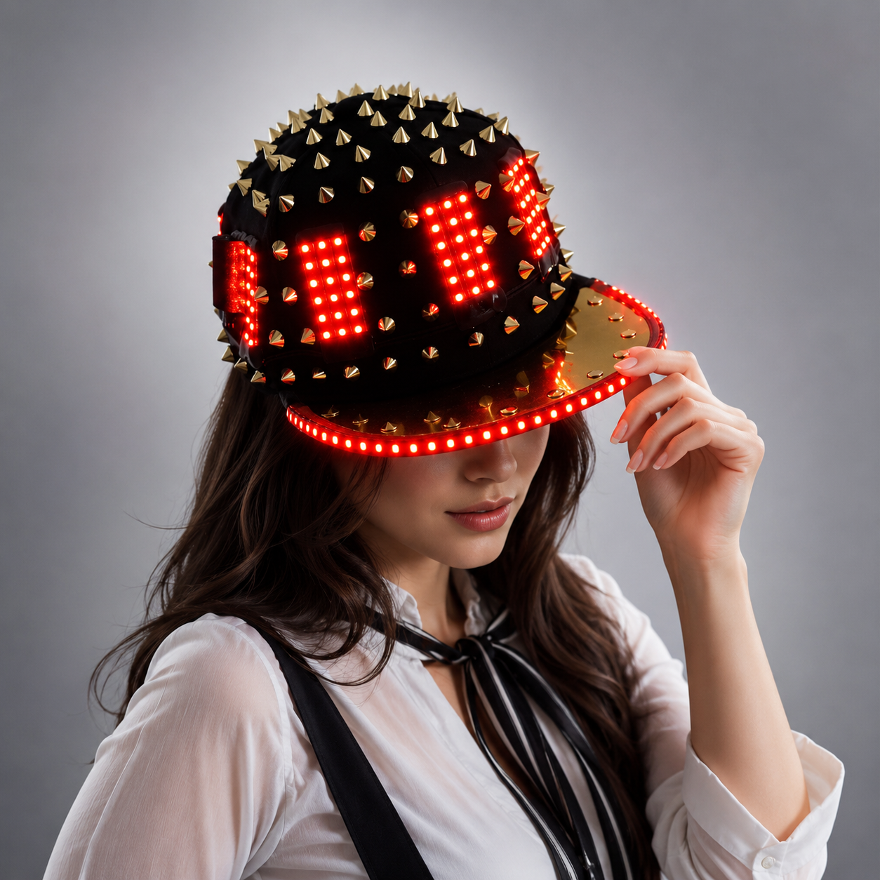 Unisex Punk Hedgehog Rock Rivet Cap Newest Unique Gold Silver Rivet LED Hat Fashion Snapback for Street Hip-hop Rivet man woman