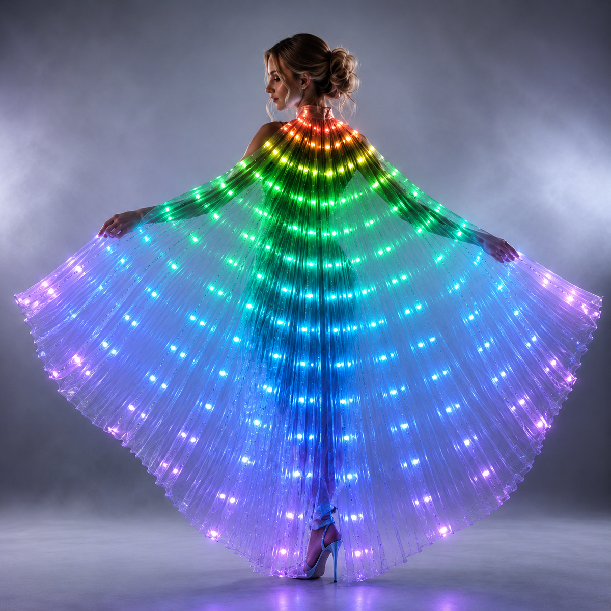 Belly Dance LED Wings Colorful Belly Dancing Accessory Popular Stage Performance Props Wings Props With Stick