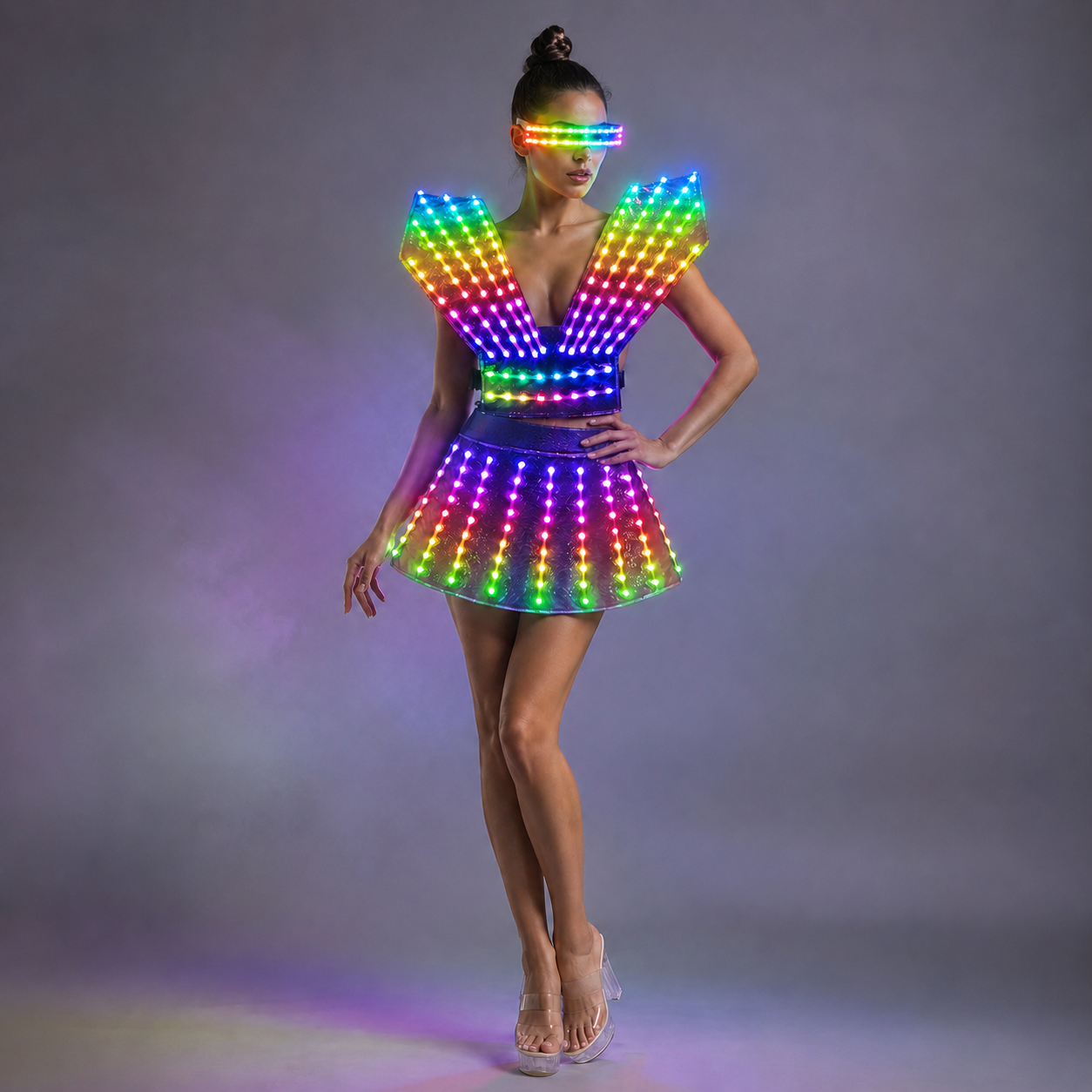 Women LED Dance Dress - Colorful Light Up Costume for Performance & Celebration
