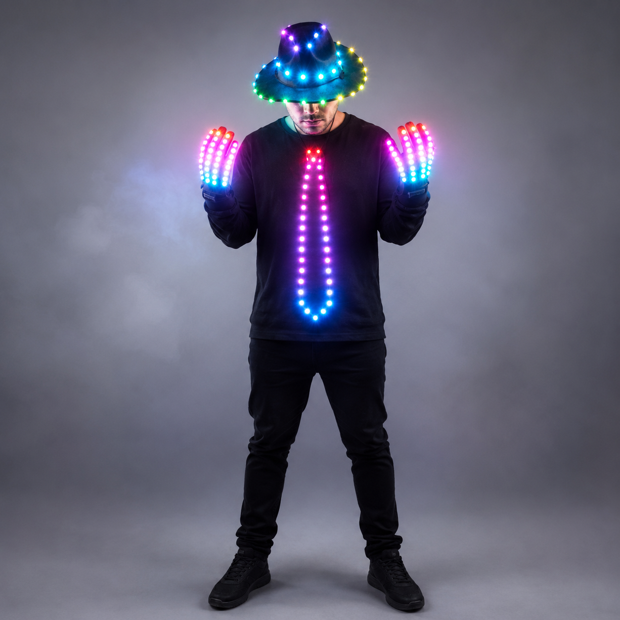 LED Blinking Sequin Jazz Hat & Bow Tie for Wedding Birthday Party Ramadan Decoration