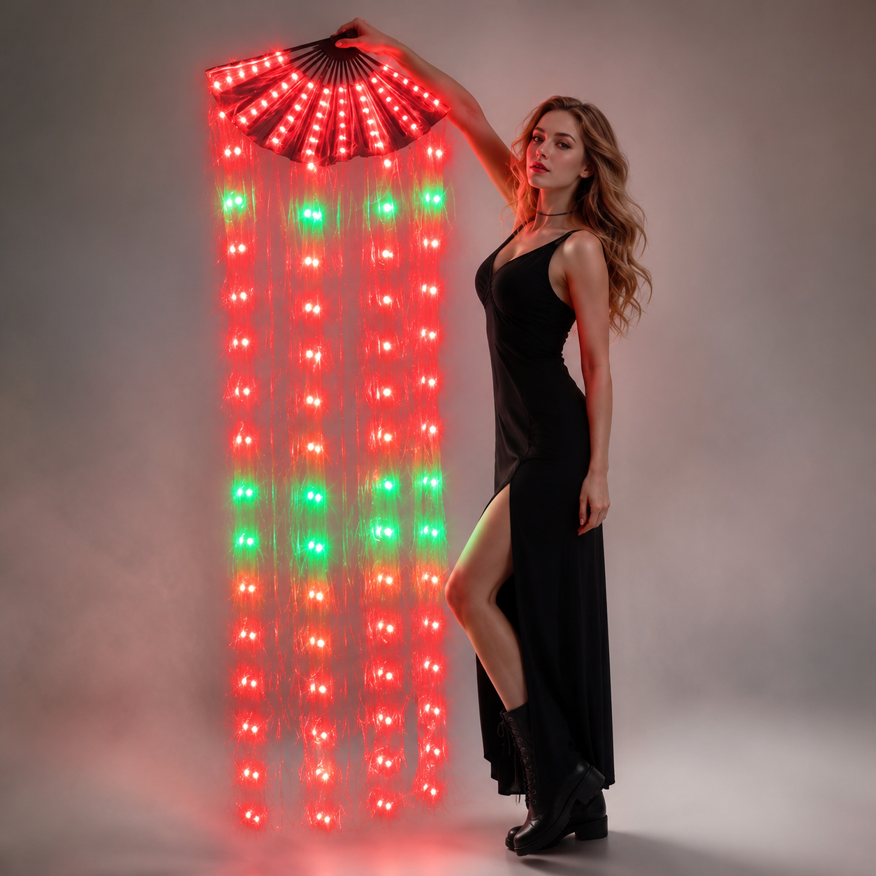 LED Belly Dance Silk Fan Veil Stage Performance Accessories Prop Light Bellydance LED Fans Shiny Rainbow