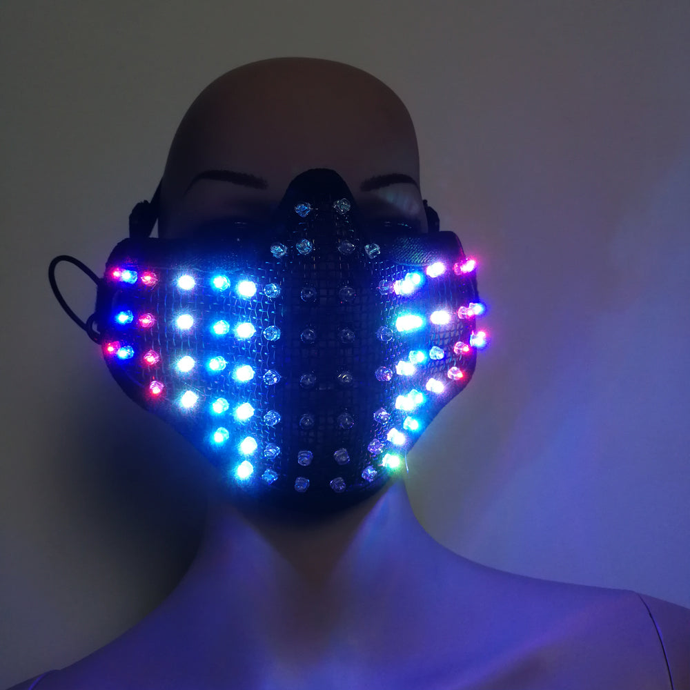 Coloridas máscaras LED Hero Face Guard PVC Masquerade Party Halloween Birthday LED Máscaras