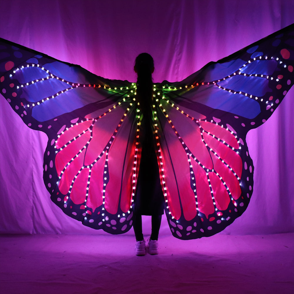 Belly Dance Wing Butterfly Halloween Full Color Pixel Smart LED Wings Girls Dance Cloak Accessories Props Stage - Temlaser.net